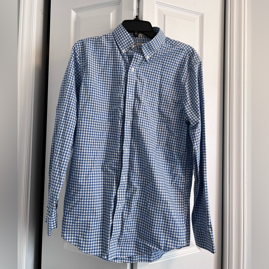 Ll Bean Blue Checked Button Down